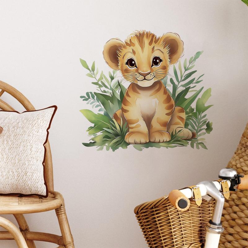 1Pc Cartoon Painted Tiger Children'S Bedroom Pvc Living Room Home Decoration Wall Stickers Self-Adhesive Pvc