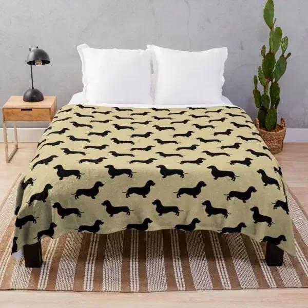 Dachshund Dog Blanket Fleece Spring/Autumn Wiener Sausage Dog Lightweight Throw Blankets for Sofa Car Bed King Queen Size
