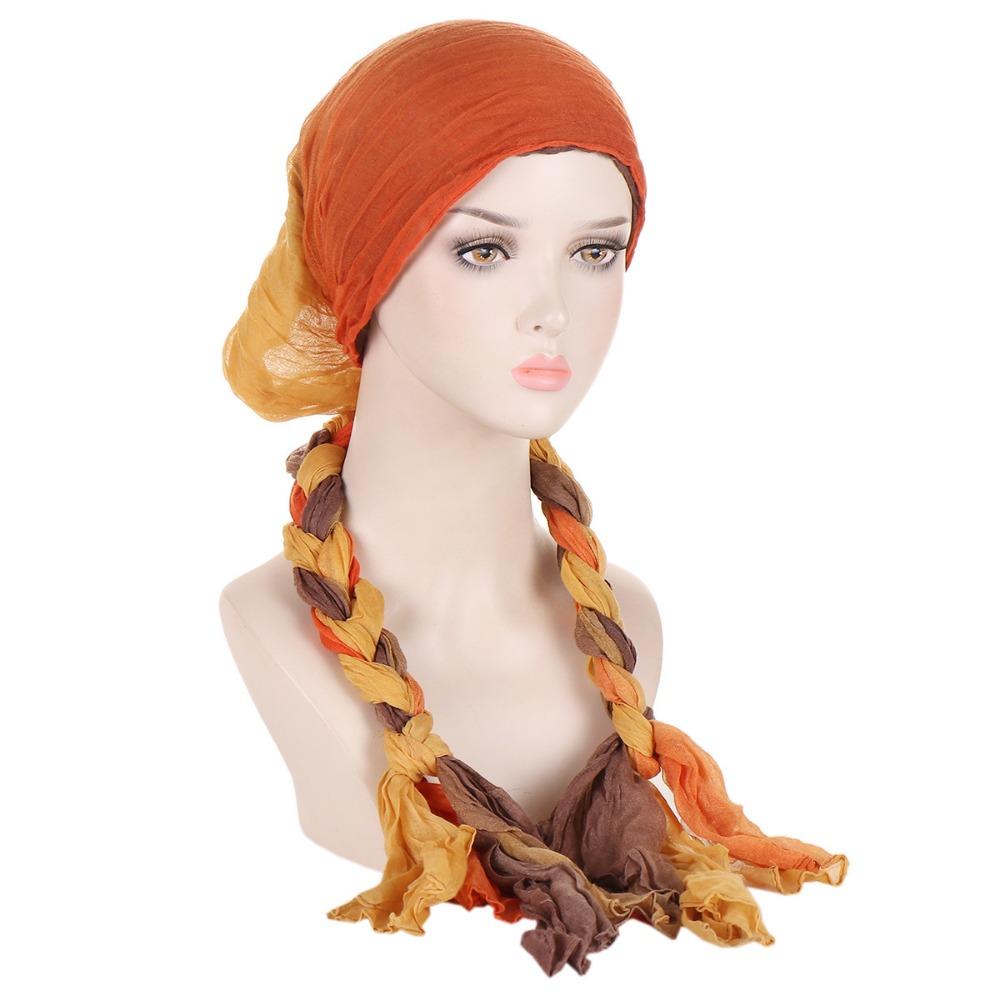 Gradient Color Indian Headwear Ethnic Style Muslim Hijab Scarf Wraps  Daily Style-1