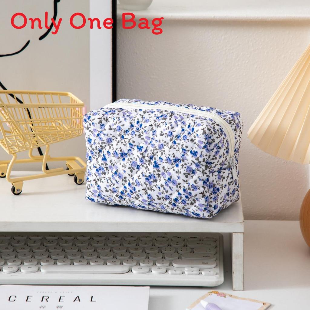 Floral Handheld Cosmetic Bag With Zipper For Travel And Daily Use