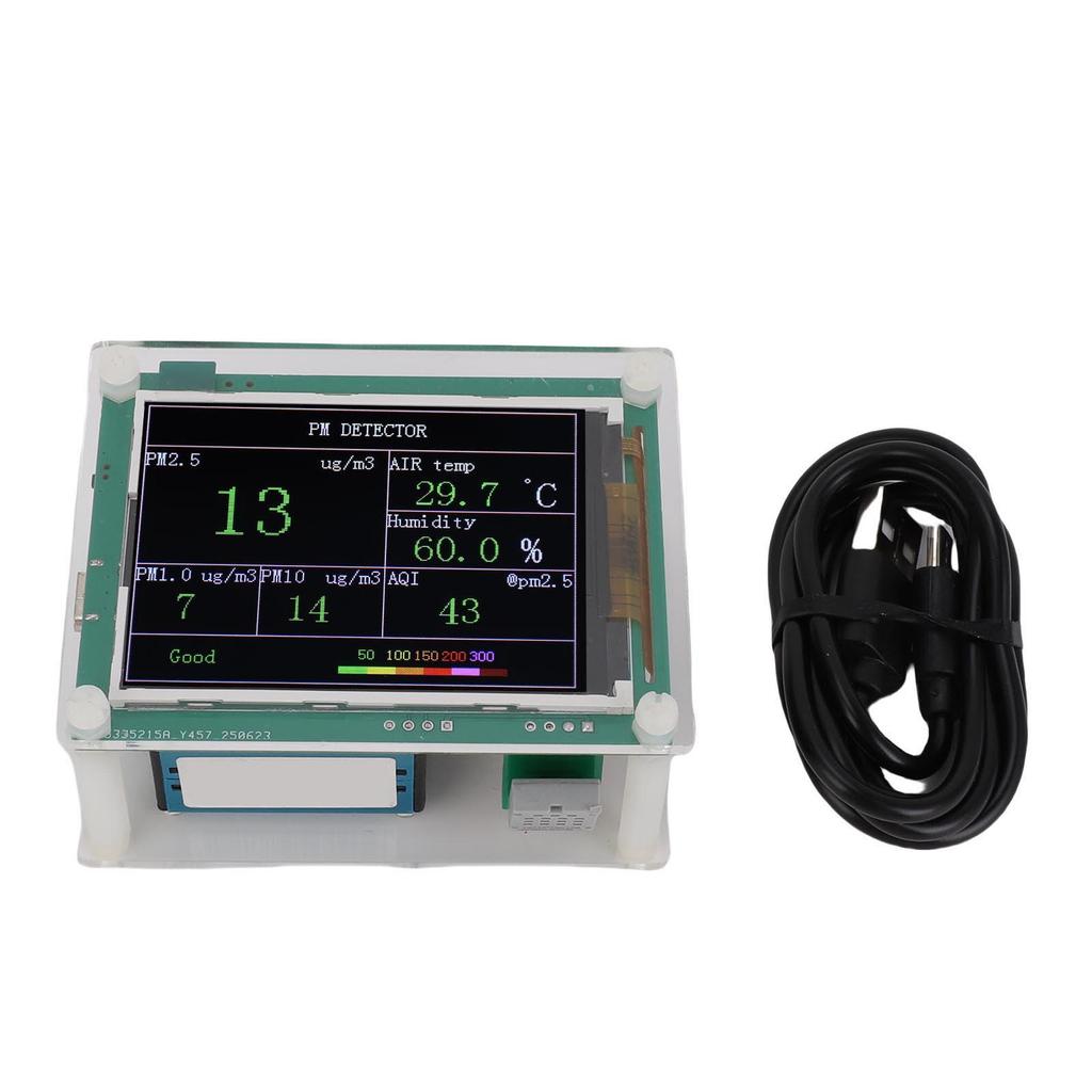 Air Quality Sensor PM1.0 PM10.0 PM2.5 Temperature Humidity Detection Indoor Environment Tester USB Powered 2.8 Inch TFT