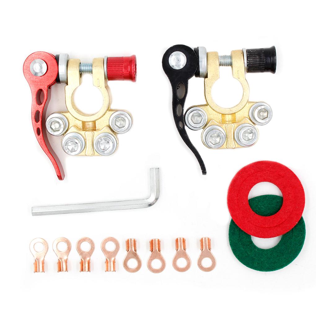 

1 Pair Car Battery Terminals Brass Shut-off Quick Disconnect Cable Connectors Removable Reusable Clamps Clips Connection