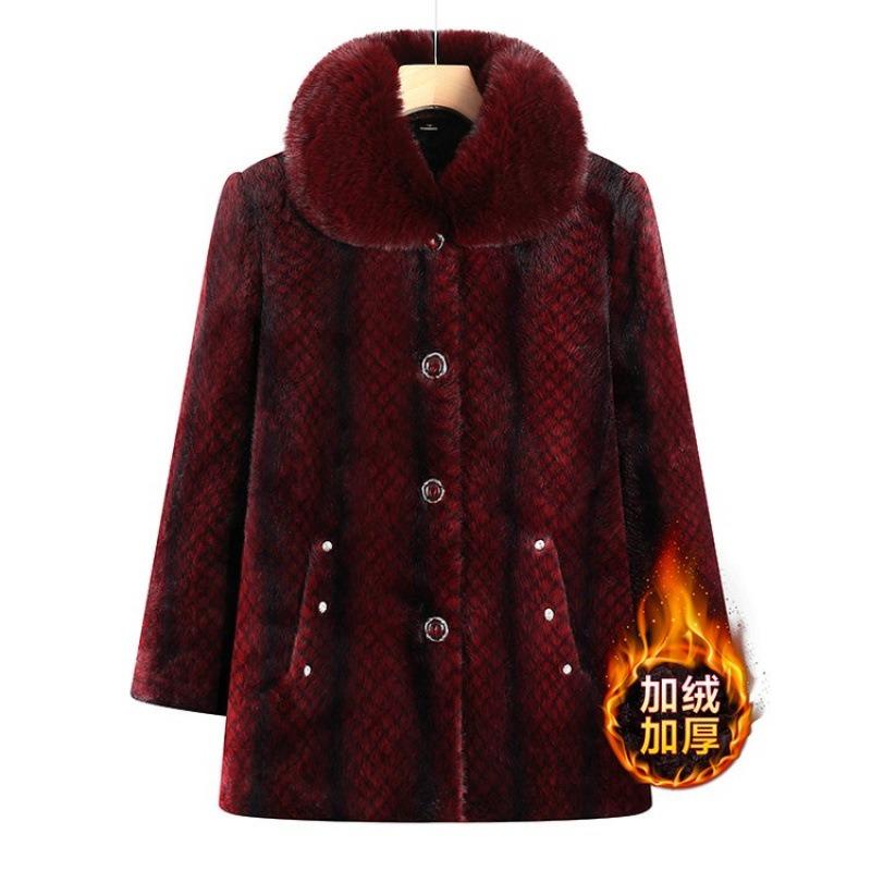 Winter Thermal Coat, Winter Velvet Thickened Women's Coat, Mink Old Lady Cotton-padded Coat