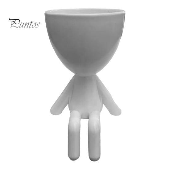 Office Desk Planter 3D Printed Sitting Human Figure Succulents Planter, 2-in-1 Desktop Pot & Decor Ornament, Matte Finish Flowerpot One-Piece