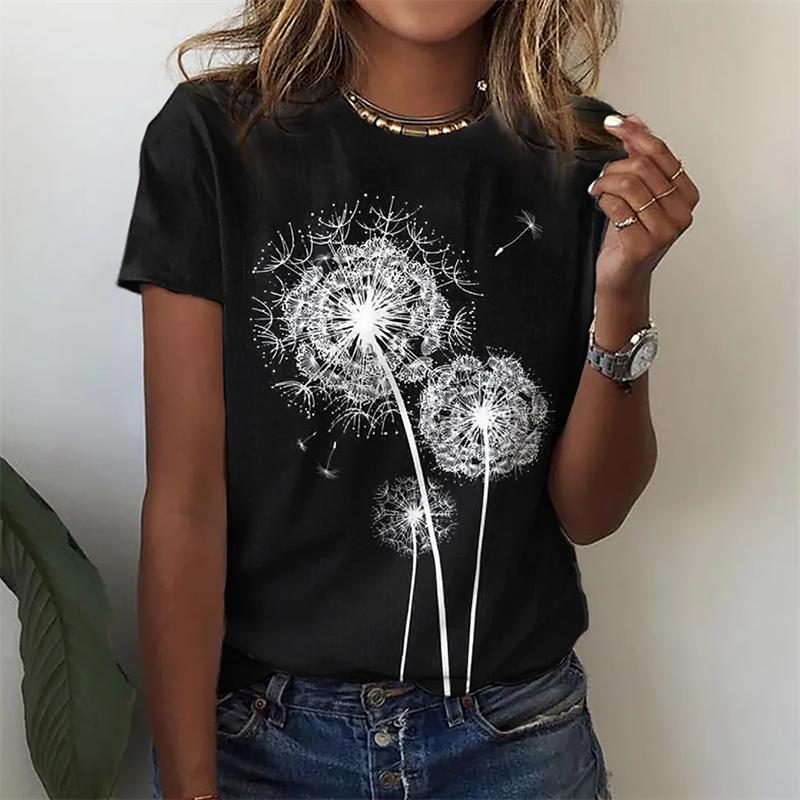 Dandelion 3d Print Cheap Clothes For Woman Female Fashion Loose Y2k Graphic T Shirts Girls Casual Harajuku Street Tshirt Tops