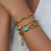 JYL Bracelet  Blue Stone Beads Delicate Chain Fosters Peace & Good Luck