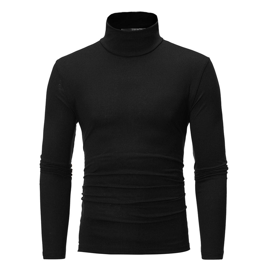 Conjunto de Camisas de Gola Alta Masculinas 3 Peças Manga Comprida Camada Base Térmica Ajuste Slim Cor Sólida