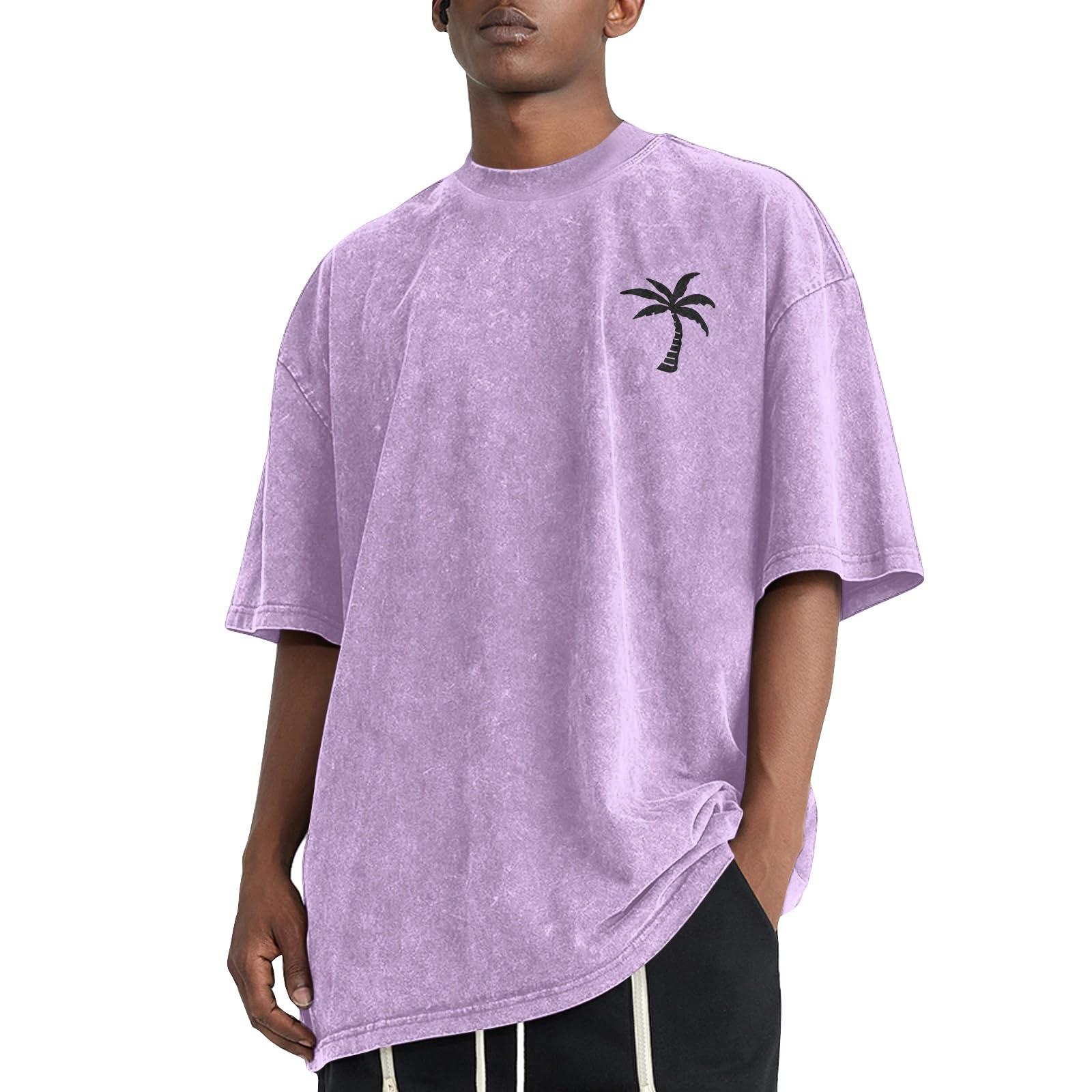 

Мужская летняя однотонная потертая футболка с заниженной линией плеч, мужская повседневная модная футболка XL фиолетовый