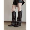 Grandes bottes pointues d'automne de Meira mais bottes à tube plissé au genou Bottes skinny en poil pour femme