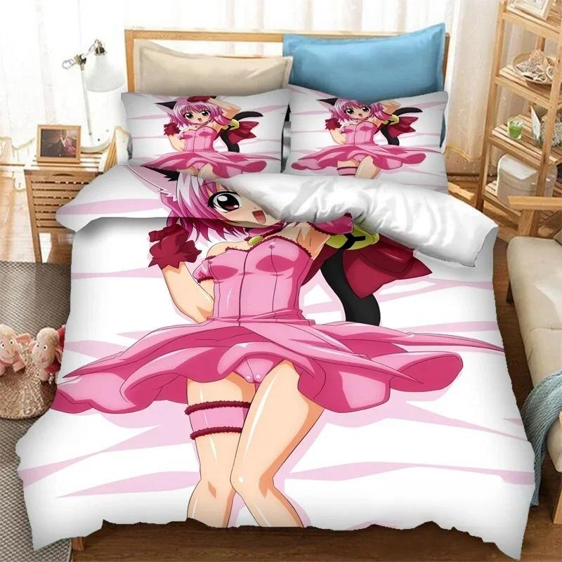 Lightweight Trendy 3D Printing Anime Tokyo Mew Print Covers Pillowcases Sets Bedclothes Bed Comforter