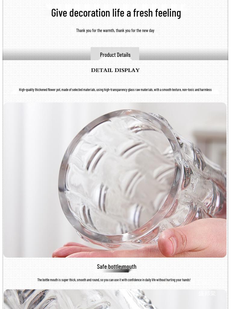 Extra Large Transparent Glass Cylinder Vase for Lucky Bamboo and Flower Arrangements In Living Room