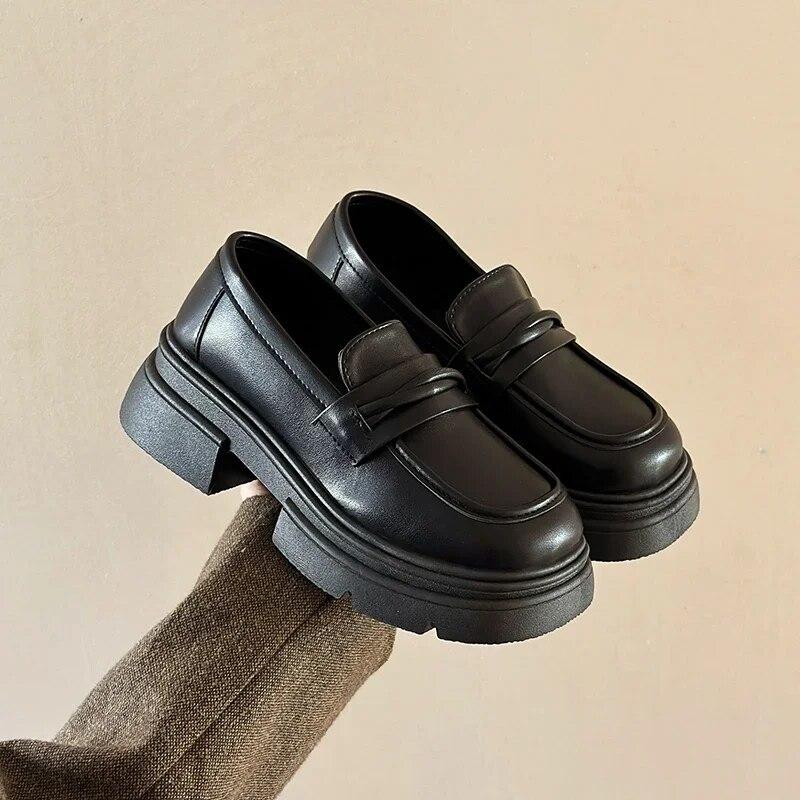 

Модные женские туфли-лодочки без шнуровки на квадратном каблуке с круглым носком, женские туфли-оксфорды из однотонной кожи на платформе, большие размеры