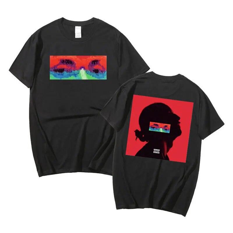 Lomepal Concert Jeannine Rapper Hip Hop Music Album Double Sided Print Tshirt Summer Unisex Women Fashion Oversized Black T-shirt