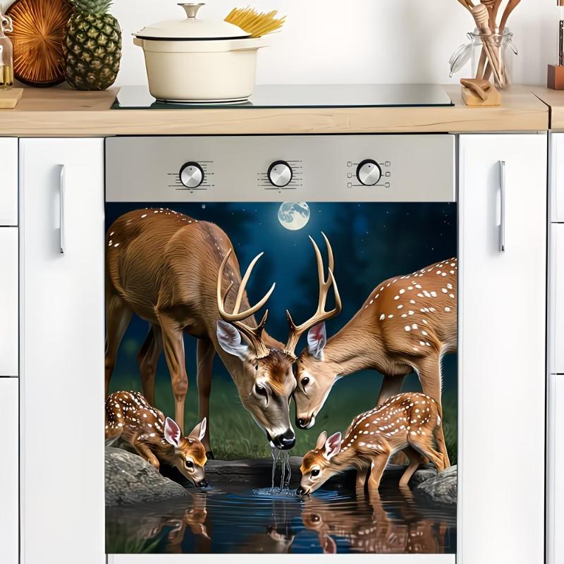 Kühlschrankaufkleber Küche Blumen-Tier-Design Abnehmbar Klebend Spülmaschinen-Aufkleber Wasserdicht Dekorative Kunst