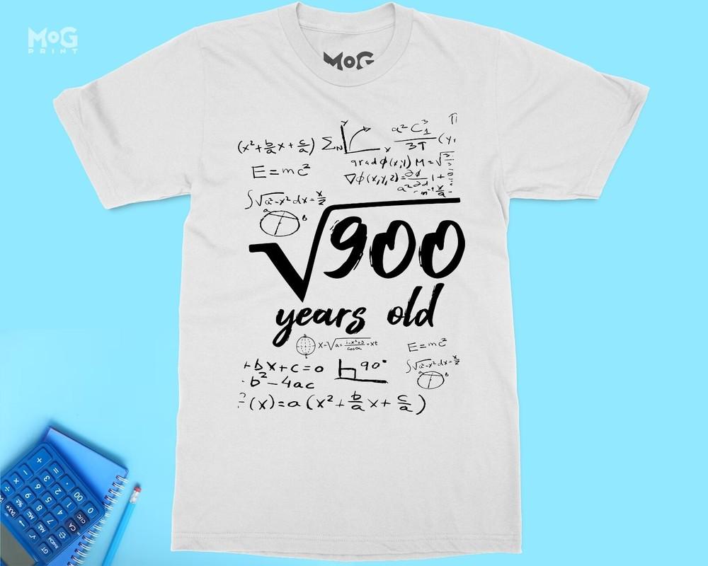 30th Birthday Square Root 900 T-shirt 30 Years Old Top Him Her Bday Party Gift