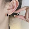 Small Black Diamond Ear Buckle Simple and Fashionable Versatile Earrings Irregular Men's and Women's Ear Accessories