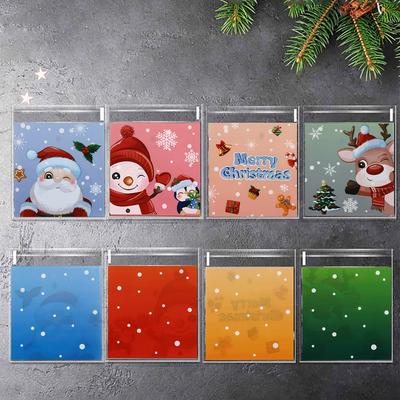 100Pcs Christmas Candy Cookie Gift Bags Self-adhesive Biscuits Snack Packaging Bags Xmas Party Decor Favors Plastic