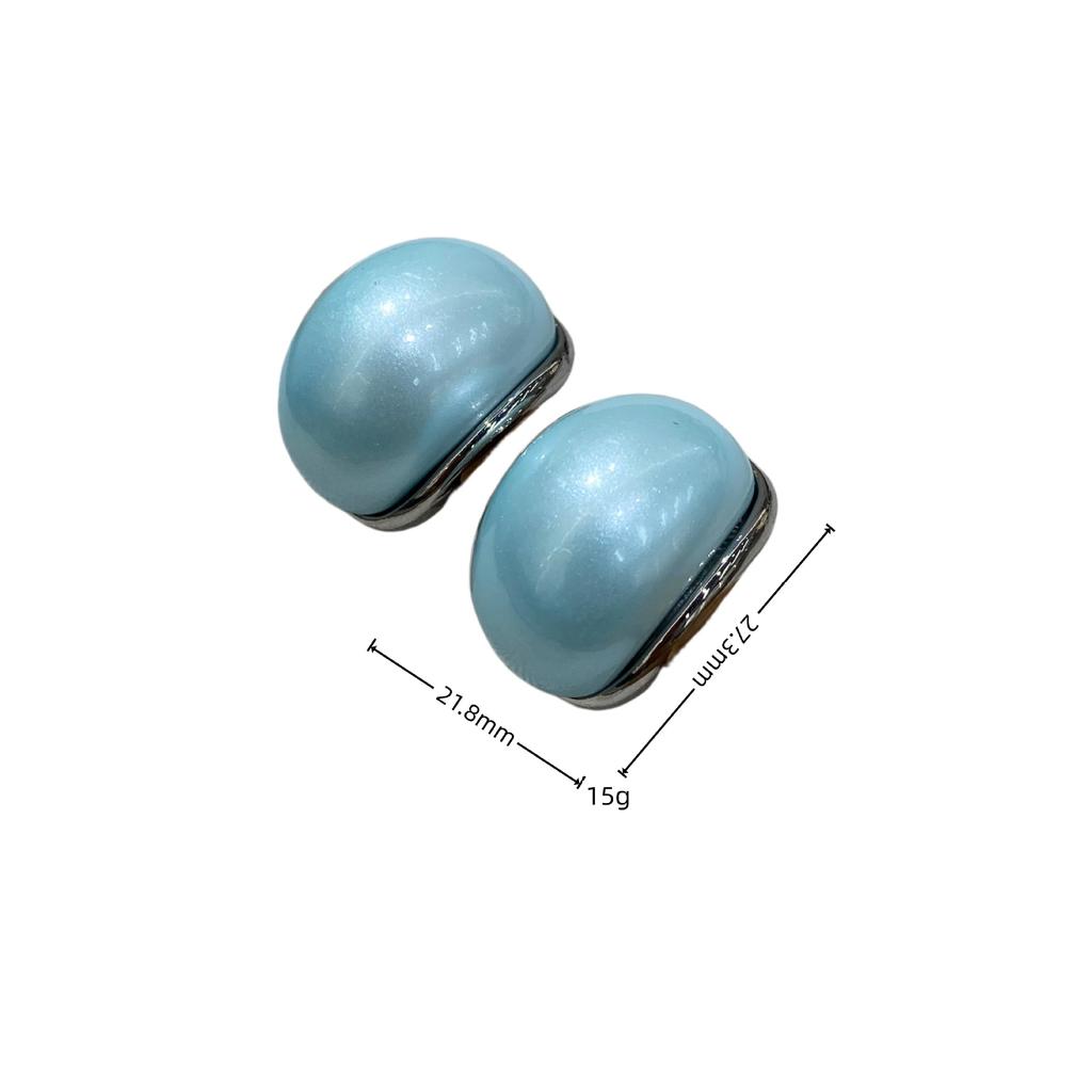 Dopamine Oval C-Shaped Stud Earrings Women'S Light Luxury Resin Design Sense Blue Oil-Dripping Exquisite Earrings