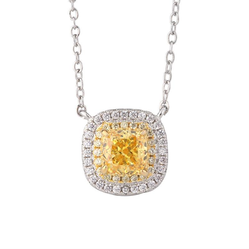 Autumn And Winter Jewelry Set, High Carbon Diamond Ice Flower Cut Copper Inlaid With Yellow Diamond Set, Main Stone 6 * 6