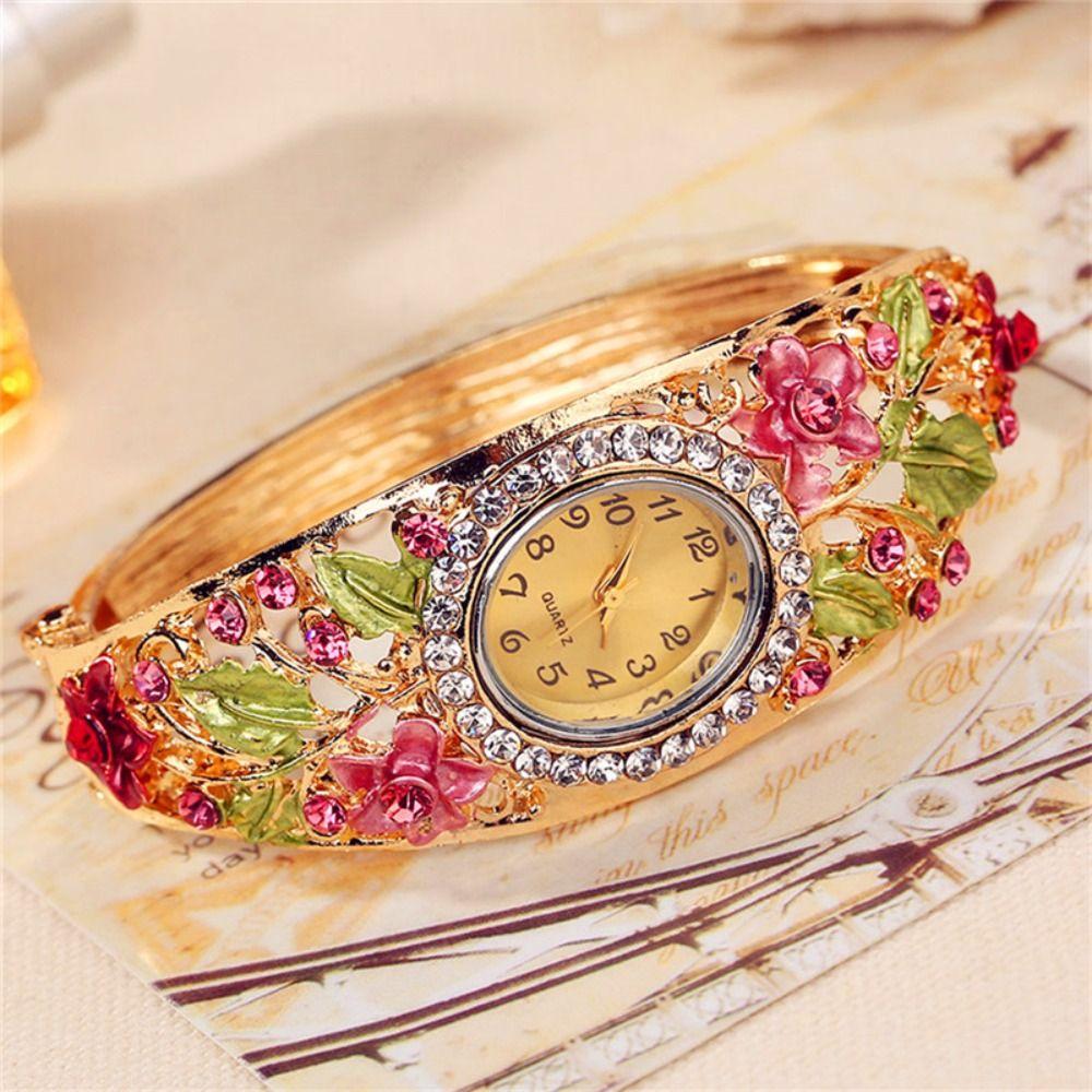 Rich In Flowers Ladies Wristwatch Rhinestone Bracelet Bracelet Watch  Elegant Wear