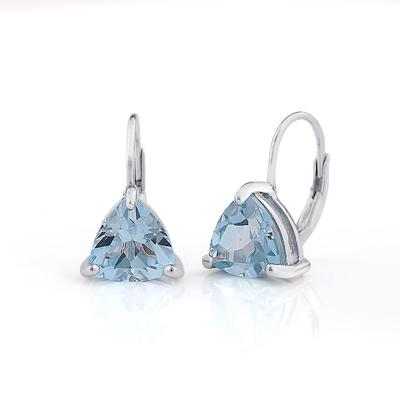 925 Sterlingsilber Damenohrringe natürlicher brasilianischer himmelblauer Topas Dreieck 8,0 mm Edelsteine feiner Schmuck für Geburtstag tägliches Tragen