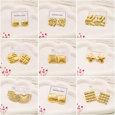 Hot-Selling Retro Metal Earrings: Stainless Steel Fashionable Stud Jewelry