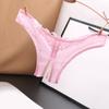 Sexy Hollow Out Crotchless Panties For Women Pearl Low Waist Lace Sheer Mesh Underwear Transparent Beaded Embroidered Thongs