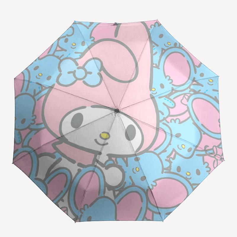 1pc My Melody Automatic Folding Umbrella - Portable 3-Fold Design with Iron Frame, Perfect for Fans, Travelers, and Daily Use.Q070