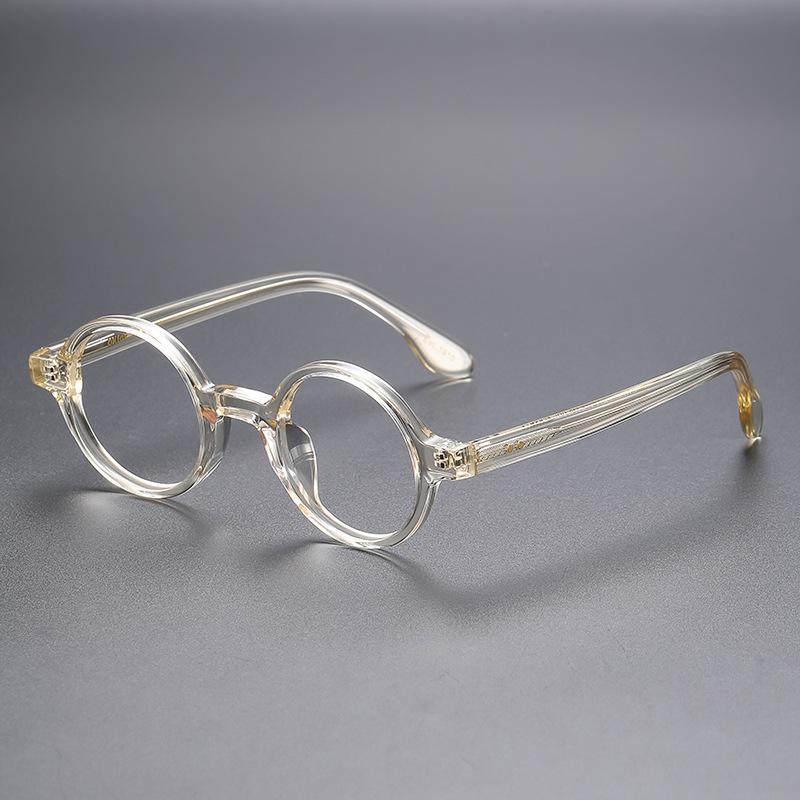 Luxus Retro Runde Brille für Männer und Frauen Ultraleicht Blaulichtfilternde Acetat-Legierung Brille