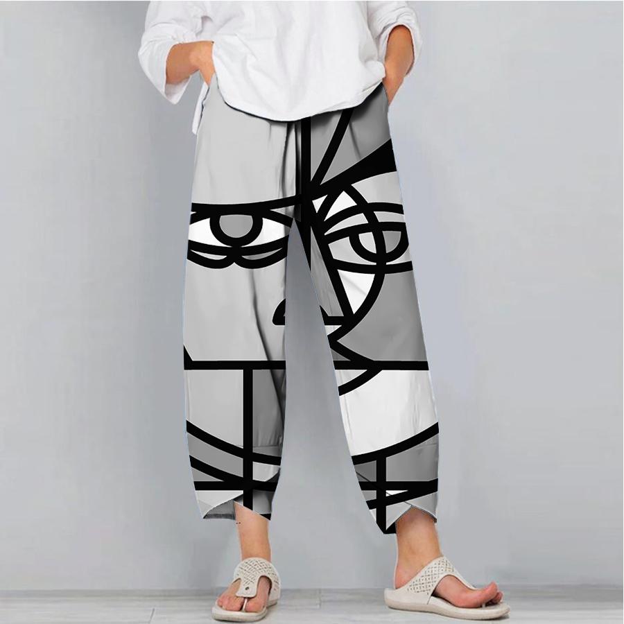 

Мужские модные повседневные брюки, свободные широкие брюки, рабочая одежда с карманами и принтом глаз, Slack