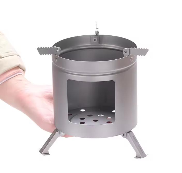 Portable Pure Titanium Outdoor Wood Stove  1L Capacity for Home Barbecue Picnic Tea Making  Camping/Hiking Equipment серебряный