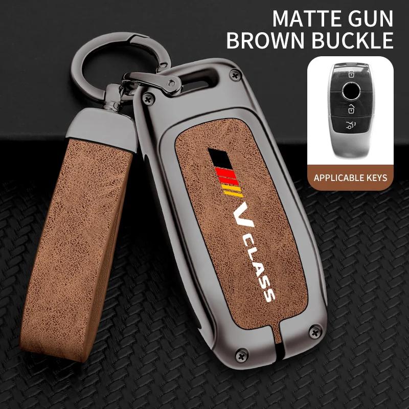 Car TPU Zinc Alloy Key Case Bag For Mercedes Benz V Class Logo Car Key Chain Car Metal Key Shell Interior Decoration Accessories