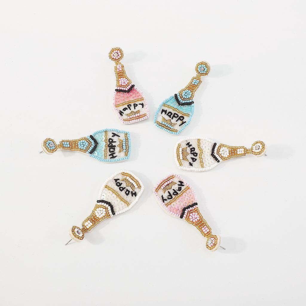 Fun and Quirky Whiskey Bottle Earrings, Happy Crown Shiny Ear Drops for Women