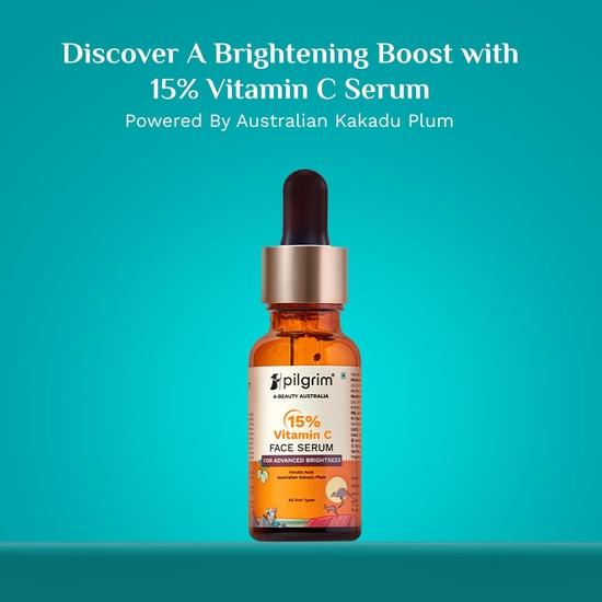 Pilgrim 15% Serum do twarzy z witaminą C dla promiennej skóry 20 ml | Serum z witaminą C, kwasem ferulowym i witaminą E | Redukuje ciemne plamy | Do każdego rodzaju skóry