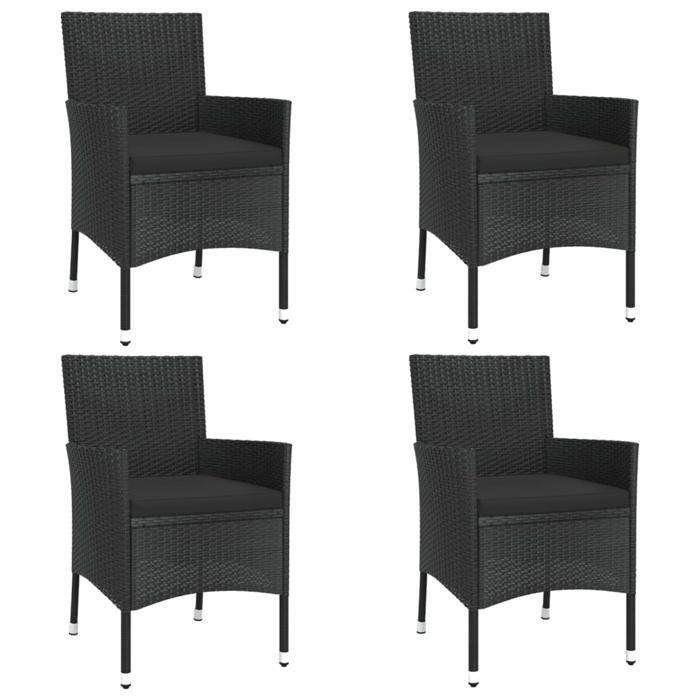 VidaXL Ensemble de bistro de jardin 5 pcs coussins noir poly rotin, ensemble de bistrot, ensemble de bistrot extérieur, 3187427