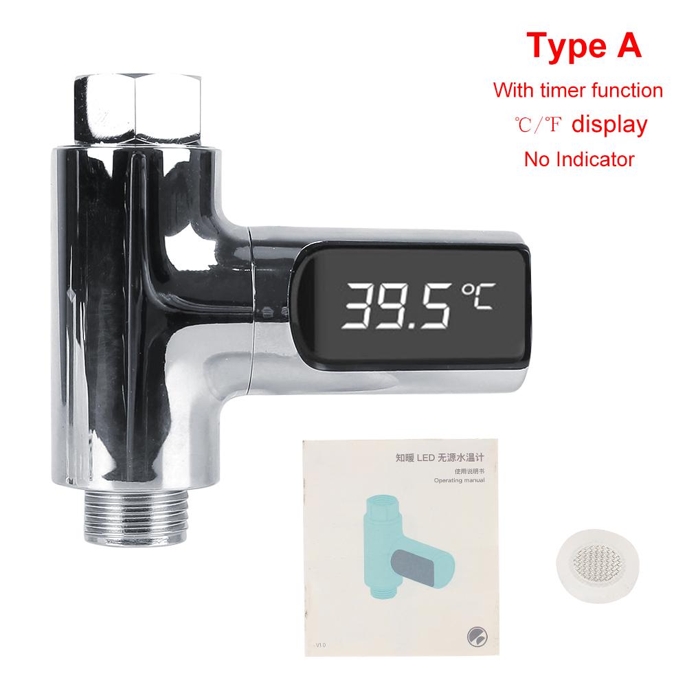 For Home Shower Bathroom Temperature Detector For Baby Care Water Temperature Meter Monitor LCD Digital Flow Self-Generating