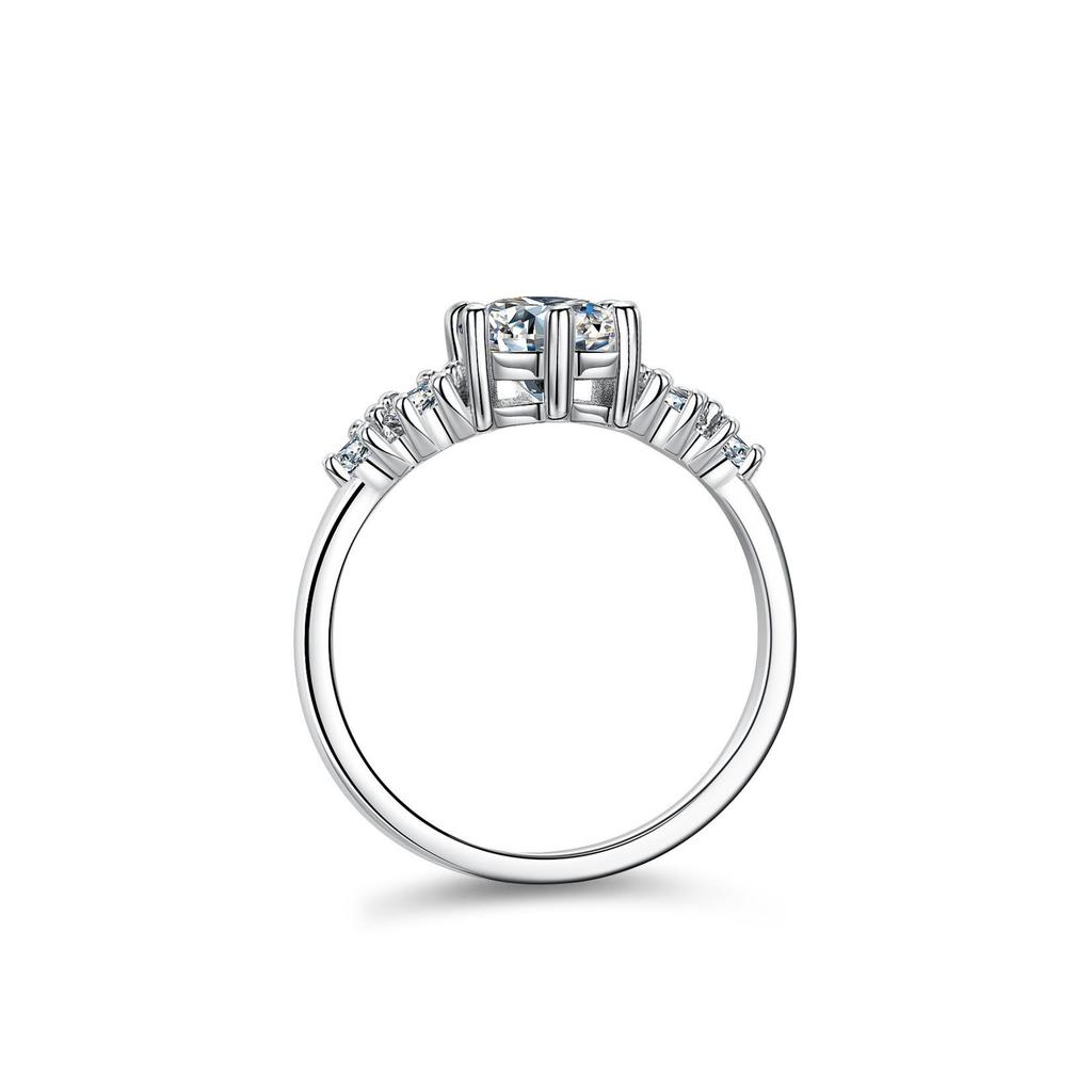 1 Carat Moissanite Classic Six-Claw S925 Silver Ring for Women