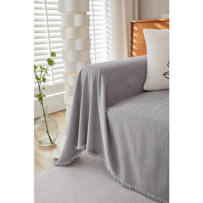 

С узором «елочка», однотонный синельный чехол для дивана, полотенце, высококачественный современный простой утолщенный нескользящий чехол для дивана, тканевый чехол 180*300cm