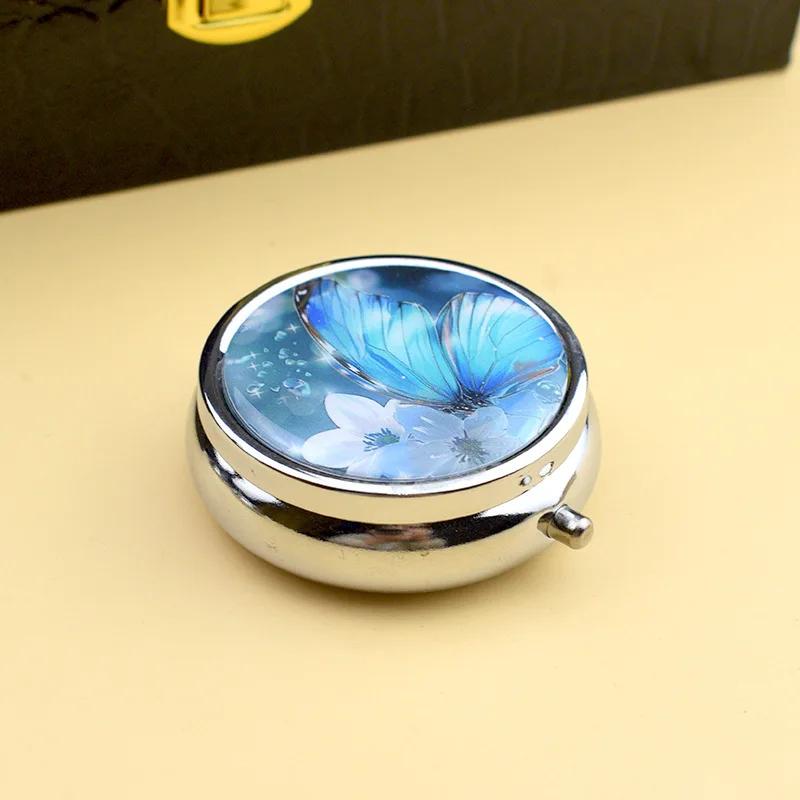 

1PC Portable Travel Essential Pill Splitters Pill Case Container for Medicines Organizer Metal Compartmentalized Storage Box синий