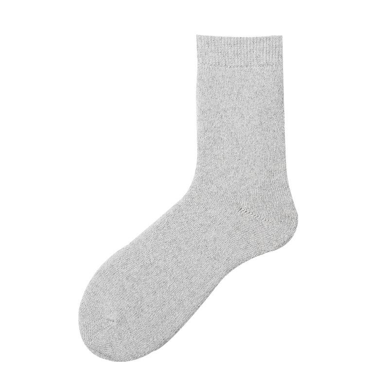 5/10 Pairs Winter Thickened Warm Fleece Socks for Men Solid Colour Versatile Mid Calf Imitation Wool Business Socks Home Elderly Socks Comfortable
