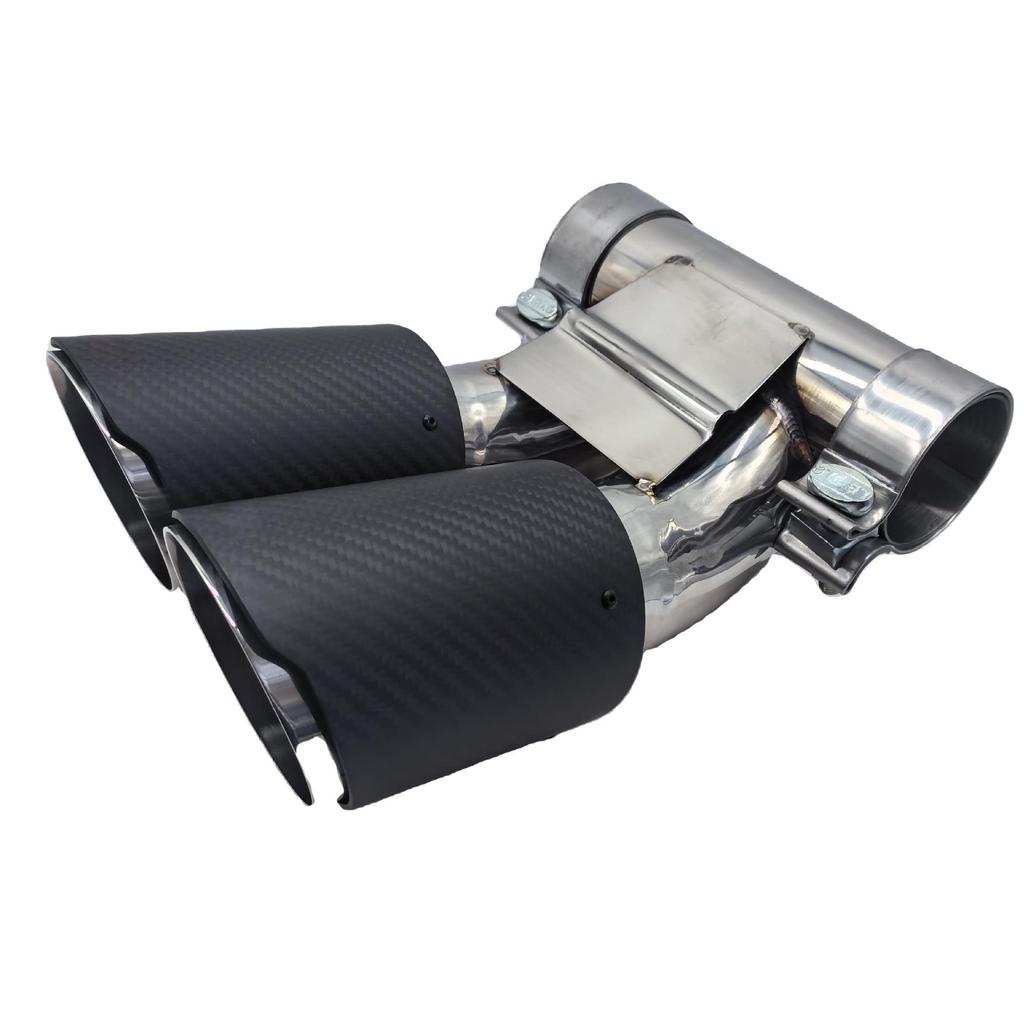 Porsche 718 Black Carbon Fiber Stainless Steel Performance Exhaust Tailpipe