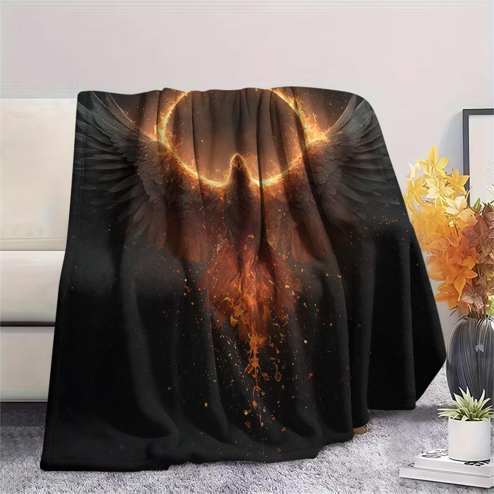 Flame Phoenix  Print Flannel Blanket, High quality Comfortable for All Seasons, Home Decor, Warmth and Comfort