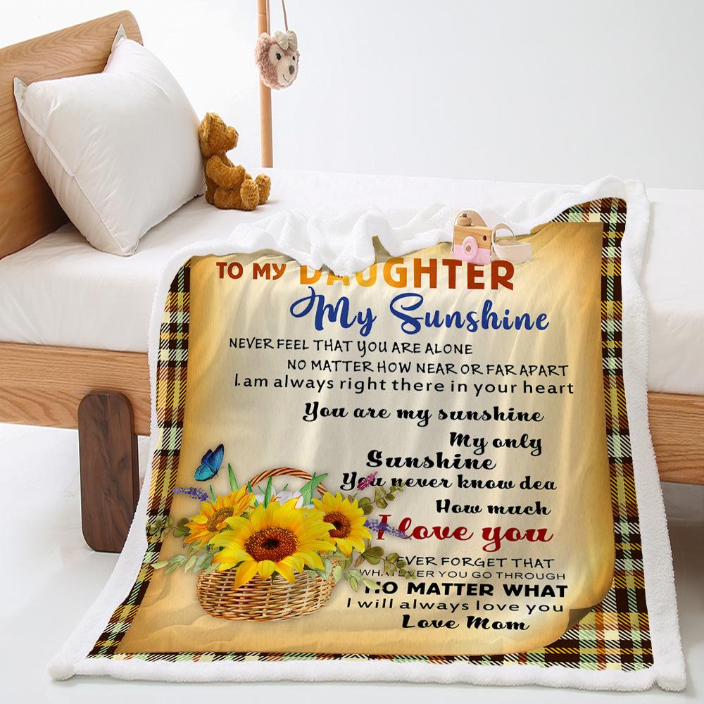 Blanket 2D Digital Printed Lamb Fleece Crystal Fleece Handwritten Letter Blanket Cover Blanket