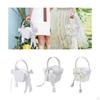 Flower Basket for Wedding with Handle And Ribbons, Gift Girl Bridesmaid