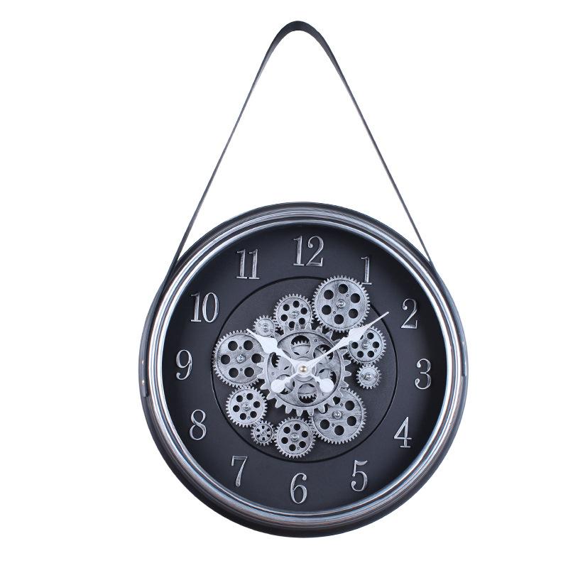 

Industrial Style Belt Wall Clock Retro Silent Living Room Bedroom Decoration Clock Mechanical Gear Creative Wall Table Clock Belt Gear Wall Clock [43CM] Style 2