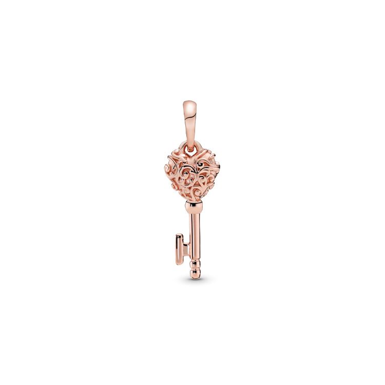 Pandora Noble Heart Key Pendant Women Jewelry Rose-Gold 387725