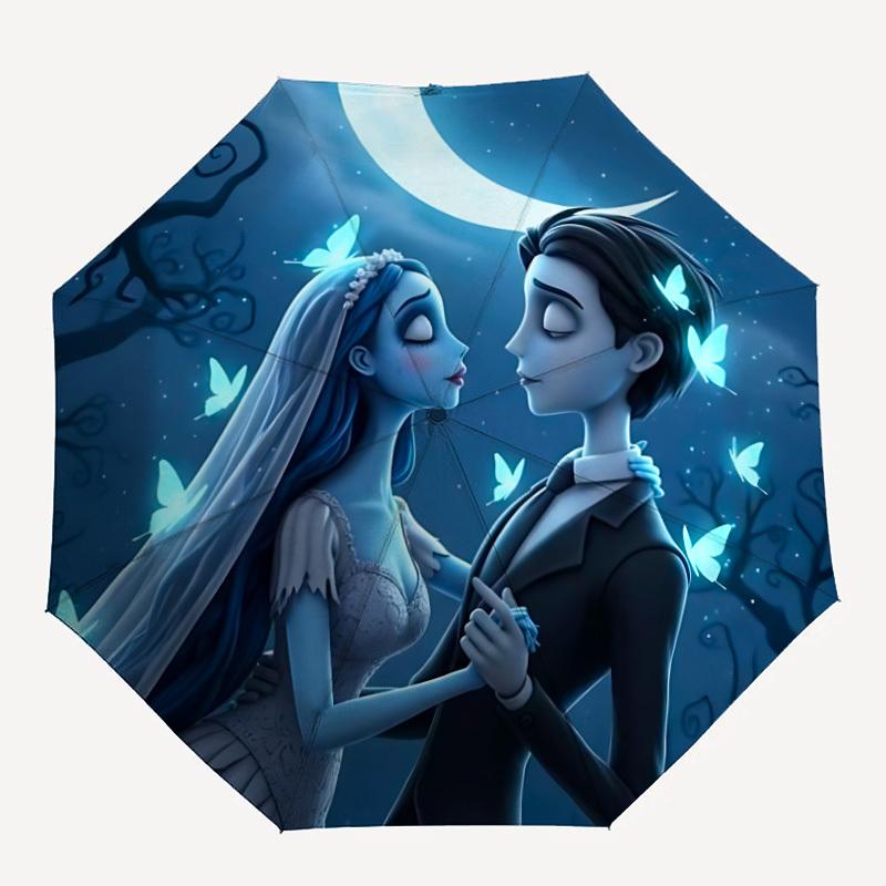 

1pc Corpse Bride 8-Ribs Sturdy Frame, Automatic Open/Close, Durable & Colorful Ideal for Beach, Travel, And All Seasons10176