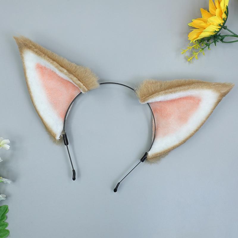 2 Stück für Katzenohren und Wolfshund Tier Schwanz Cosplay Kostüm Kunstfell Haarspange Kopfschmuck Halloween Geburtstagsfeier Plüsch S