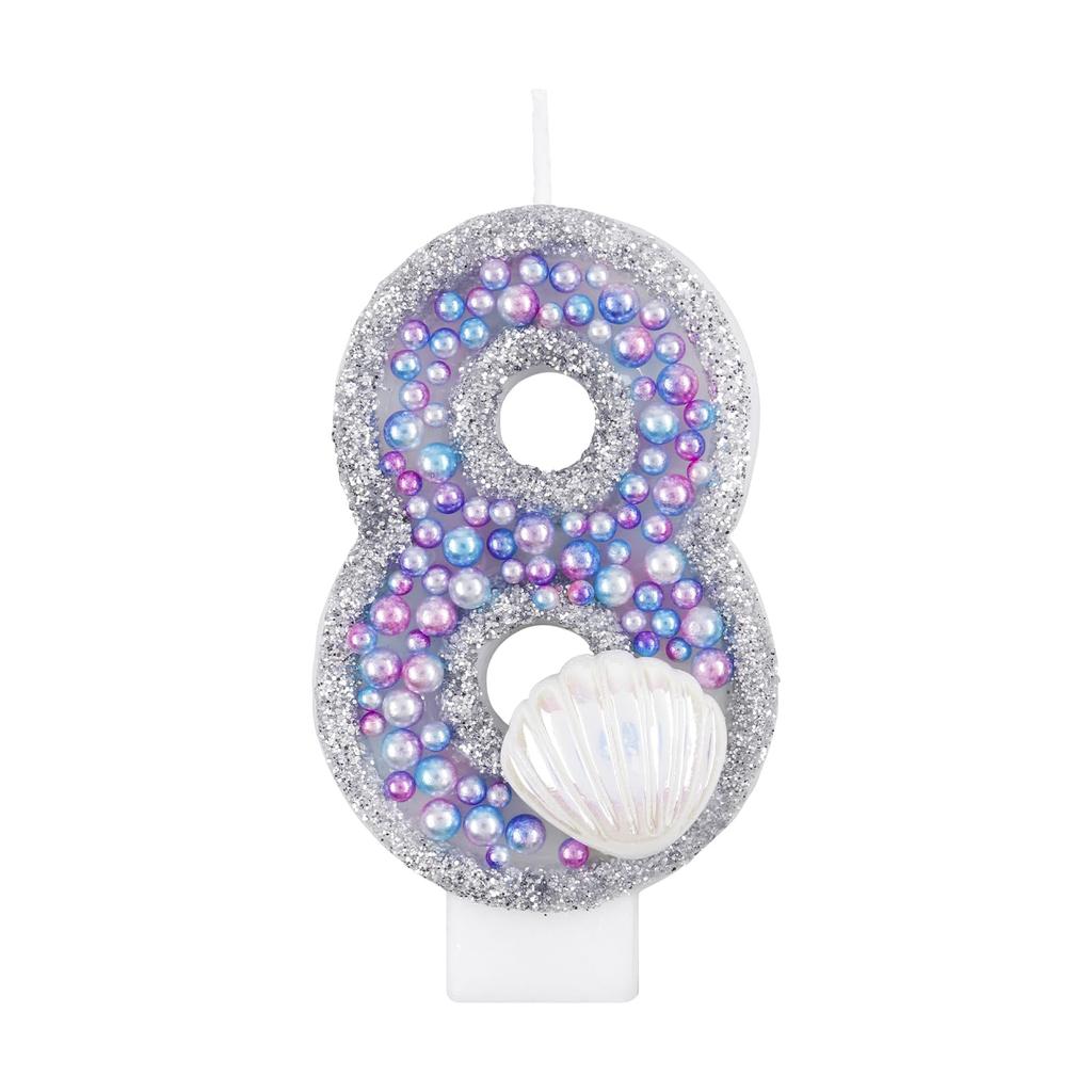 Birthday Candles, Pink Shell Sequins Blue Purple Pearl Boy Girl Birthday Cake for Mermaid Birthday Theme Birthday Decorations
