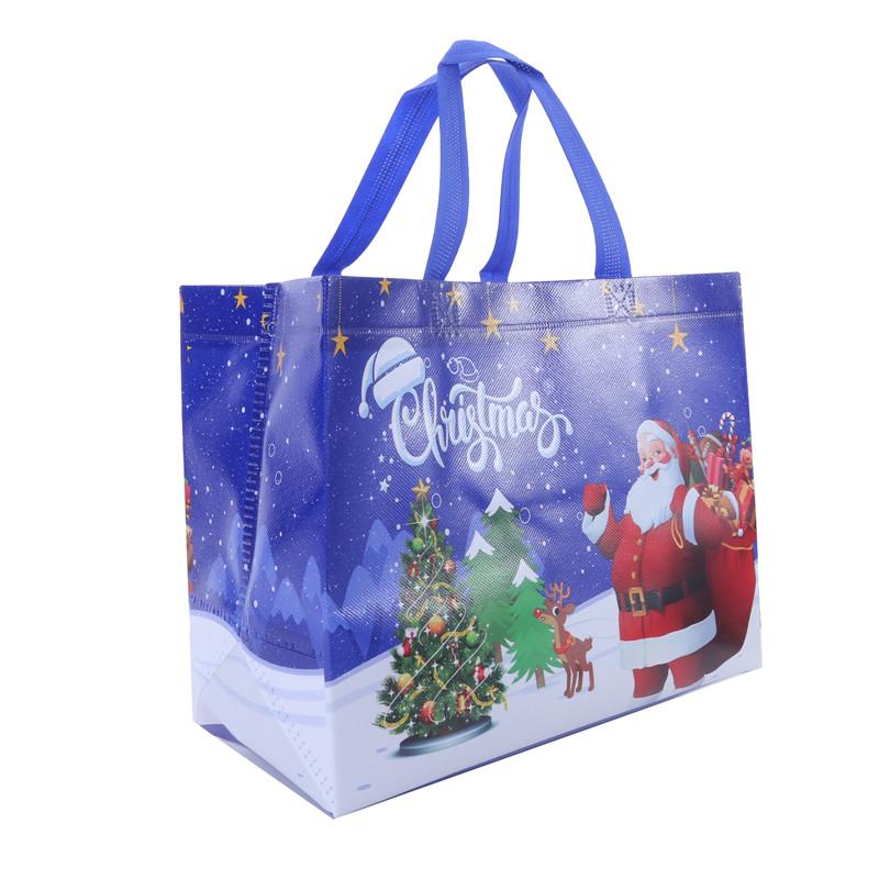 (5pcs In A Pack) Christmas Model A Red Old Man Snowman Thickened Non-woven Tote Bag